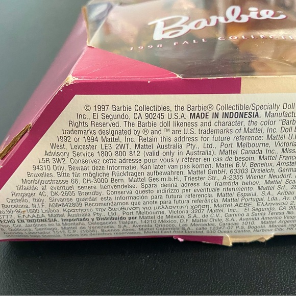 Vintage Barbie Doll Autumn In Paris 1998 Collectors Ed. City Seasons New NIB - Picture 8 of 12